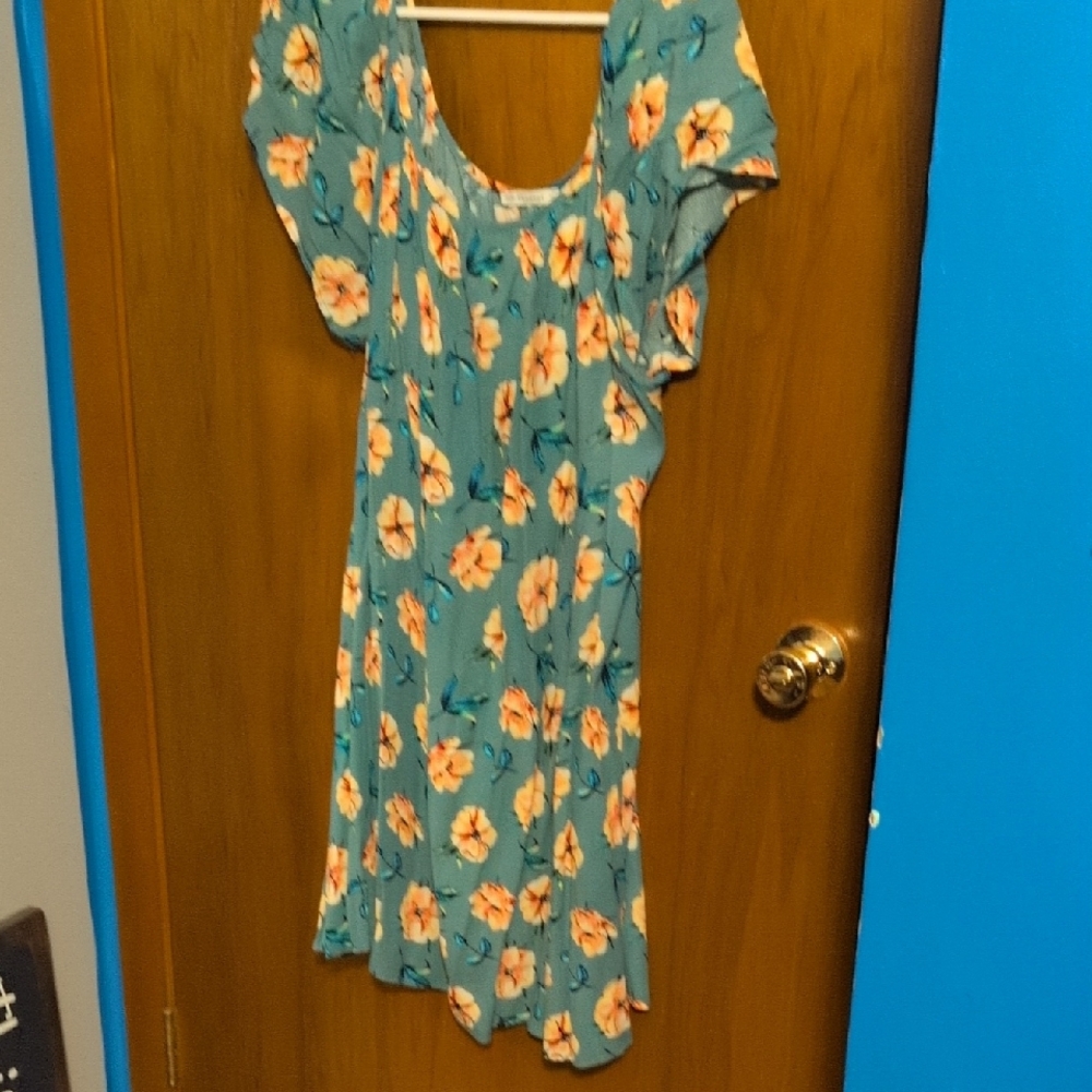 Floral Mini Dress in Blue and Pink